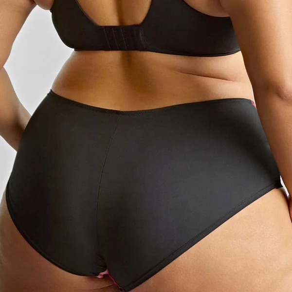 Culotte échancrée Bliss - Rose Print noir Sculptresse