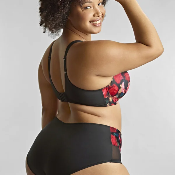 Culotte échancrée Bliss - Rose Print noir Sculptresse
