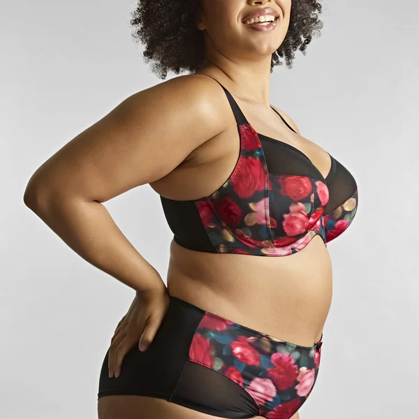 Culotte échancrée Bliss - Rose Print noir Sculptresse