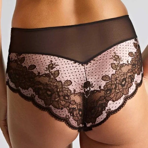 Culotte échancrée Clara - Noir et Rose Panache Clara