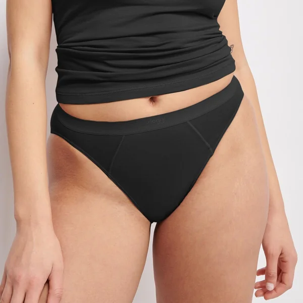Culotte échancrée noire en coton Sloggi