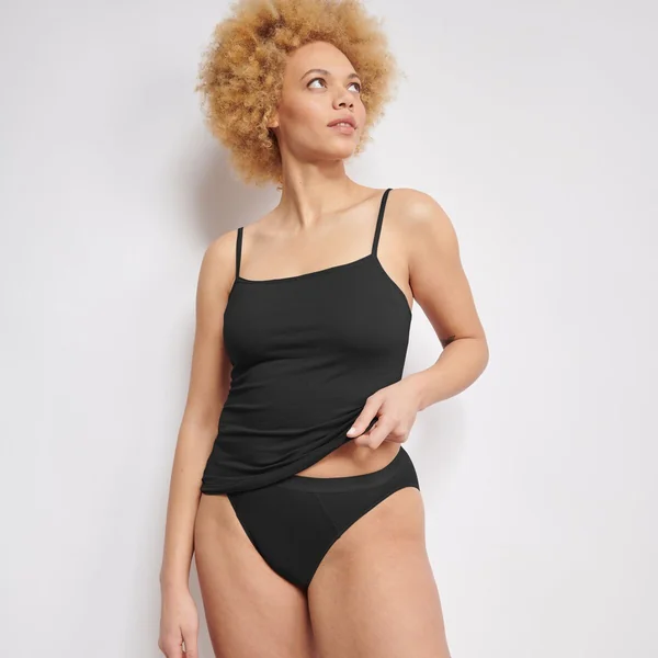 Culotte échancrée noire en coton Sloggi