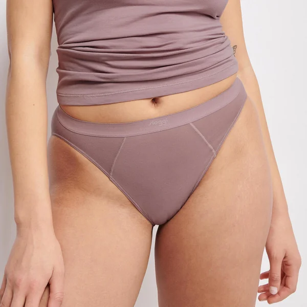 Culotte échancrée rose en coton Sloggi