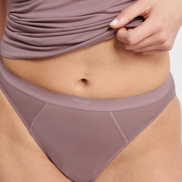 Culotte échancrée rose en coton Sloggi