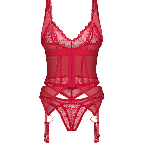 Cupide Desir corset et string Rouge Obsessive
