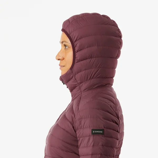 Doudoune à capuche en duvet de trek montagne - Bordeaux - MT100 -5 °C - Femme