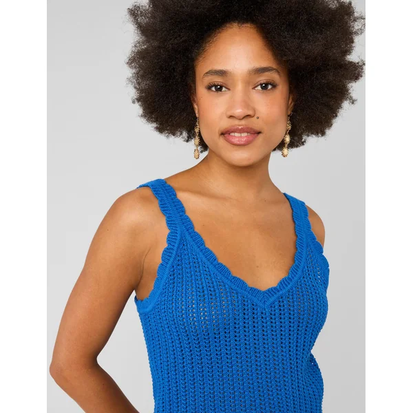Débardeur en crochet Bleu foncé