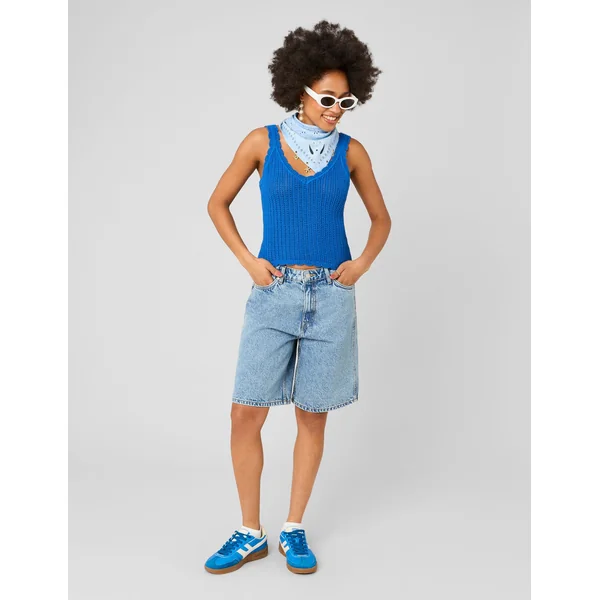 Débardeur en crochet Bleu foncé