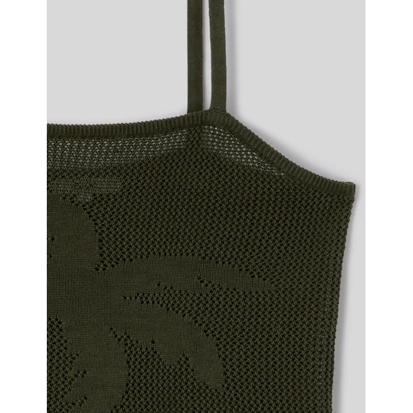 Débardeur en crochet motif palmier Vert kaki