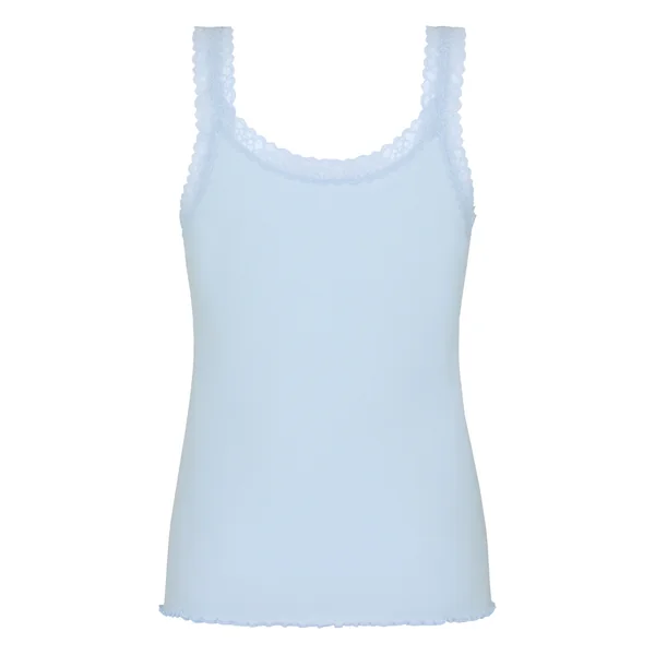Débardeur en Jersey Côtelé avec Dentelle - Bleu