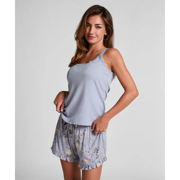 Débardeur en Jersey Côtelé avec Dentelle - Violet