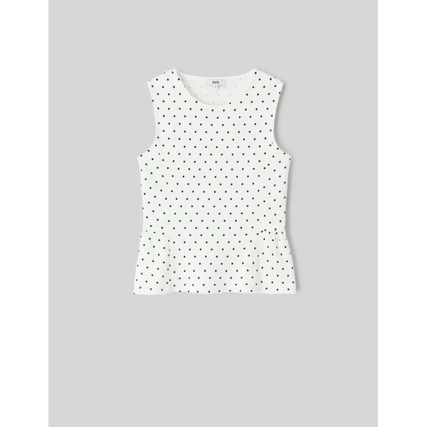 Débardeur péplum à pois Blanc écru