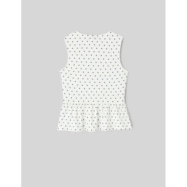 Débardeur péplum à pois Blanc écru