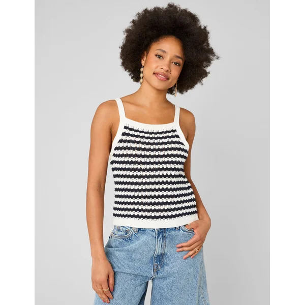 Débardeur rayé en crochet Bleu foncé