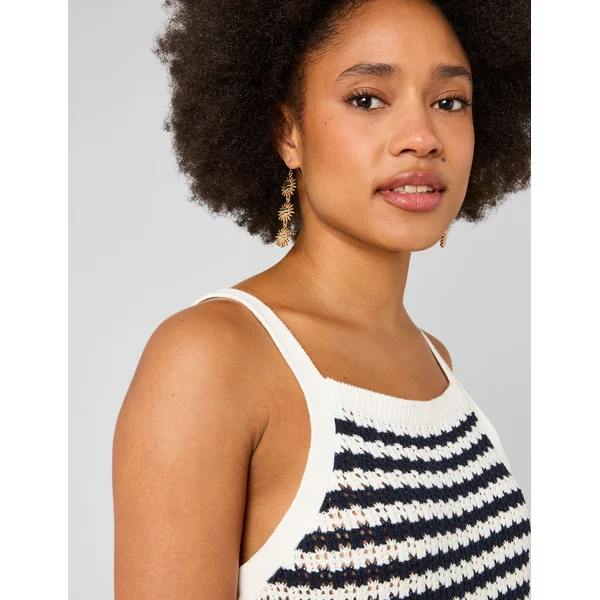 Débardeur rayé en crochet Bleu foncé