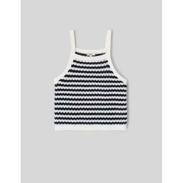Débardeur rayé en crochet Bleu foncé