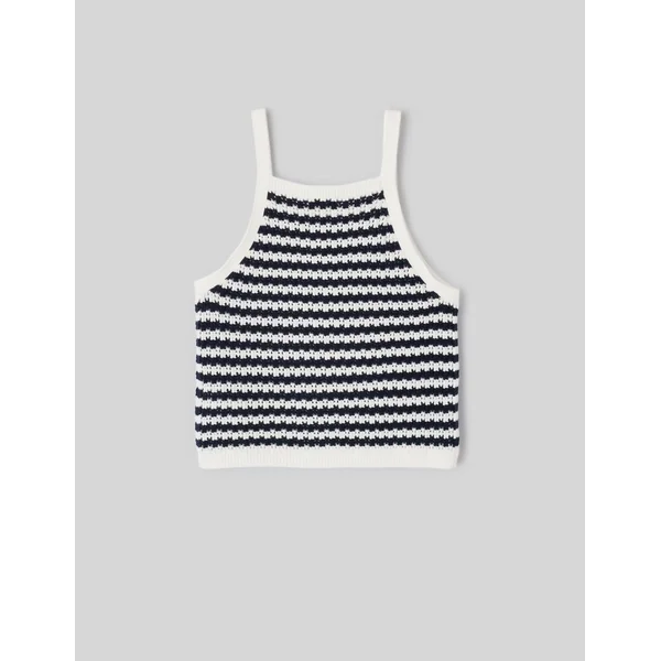 Débardeur rayé en crochet Bleu foncé