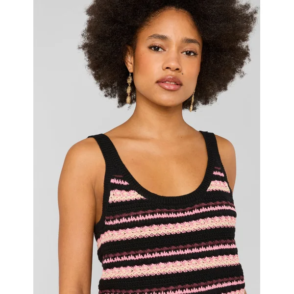 Débardeur rayé en crochet multicolore Multicolore