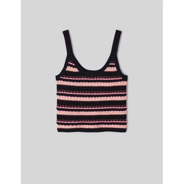 Débardeur rayé en crochet multicolore Multicolore