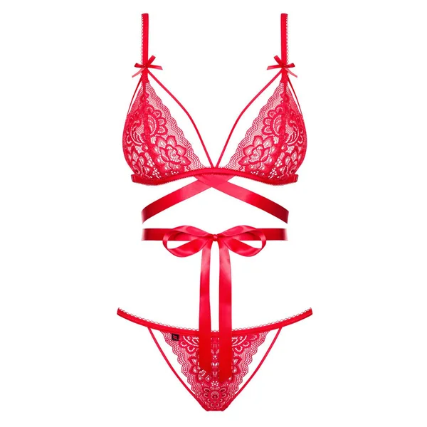 Ensemble 2P Soutien-gorge et String - Rouge Obsessive