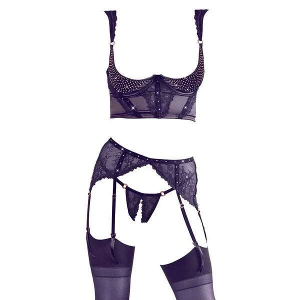 Ensemble bustier ouvert strass