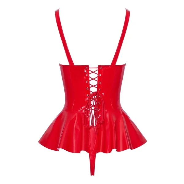 Ensemble bustier vinyle rouge