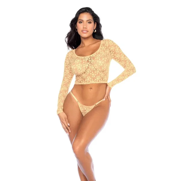 Ensemble crop-top fleuri jaune