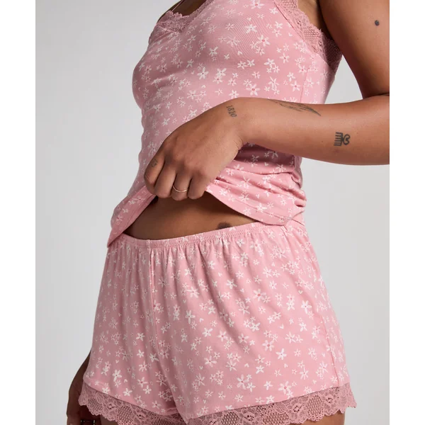 Ensemble de pyjama Jersey avec dentelle - Rose