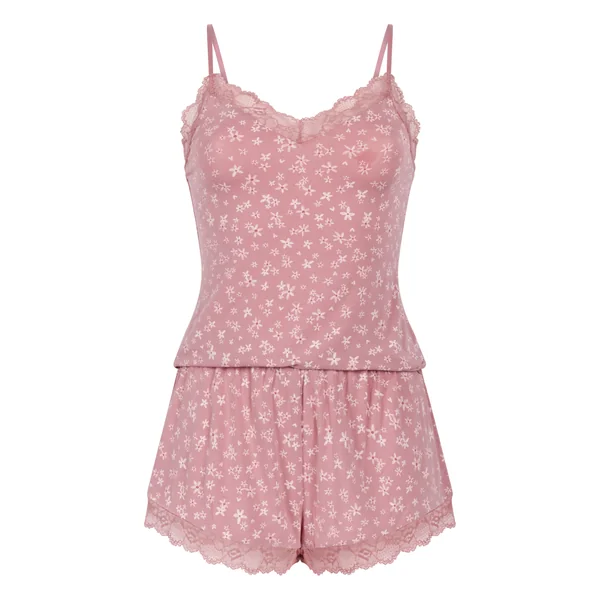Ensemble de pyjama Jersey avec dentelle - Rose