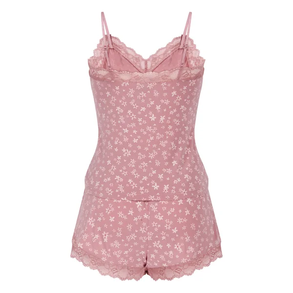 Ensemble de pyjama Jersey avec dentelle - Rose