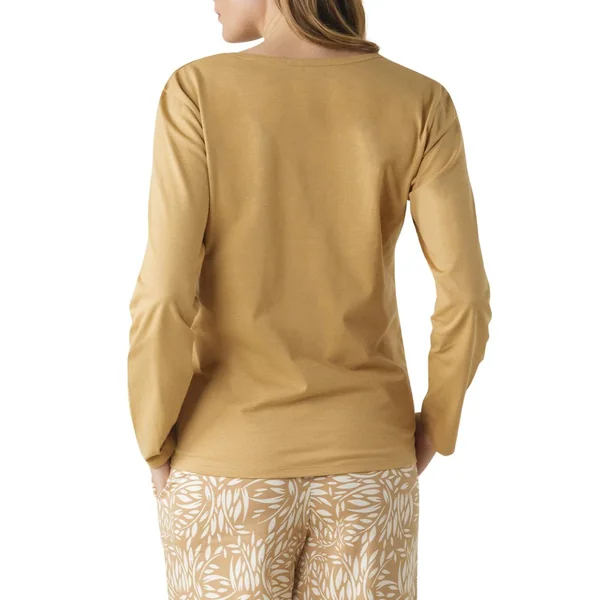 Ensemble de pyjama long femme jaune en coton multicolore Athéna