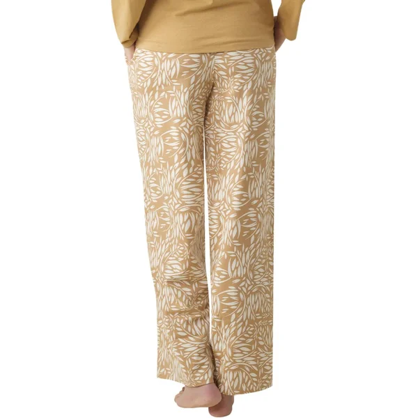 Ensemble de pyjama long femme jaune en coton multicolore Athéna