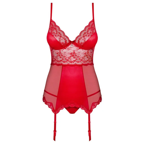 Ensemble guépière et string rouge Obsessive