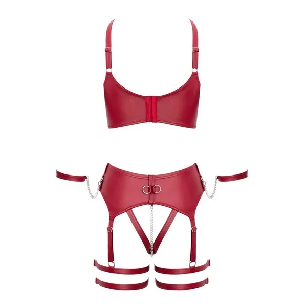 Ensemble harnais vinyle rouge