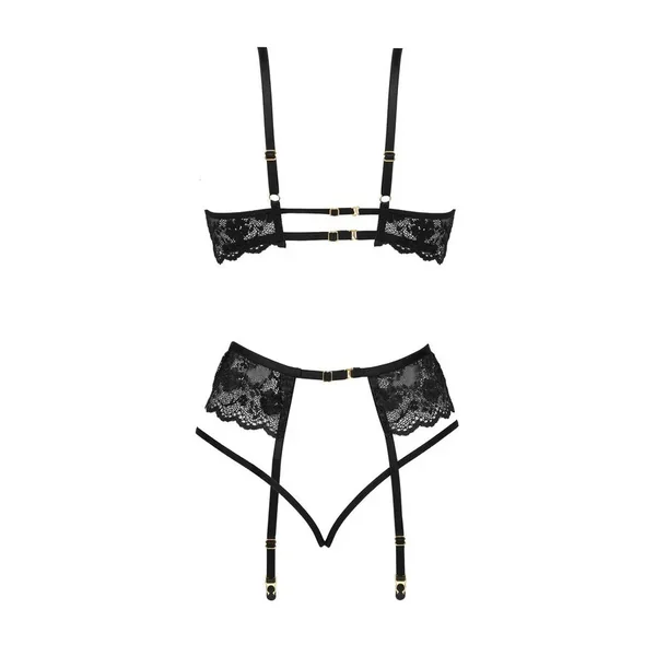 Ensemble jarretelles Rose noire