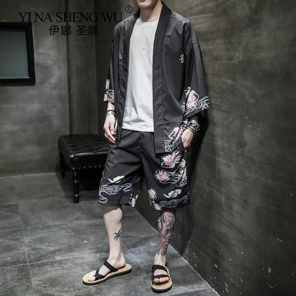 Ensemble Kimono Homme Fleuri