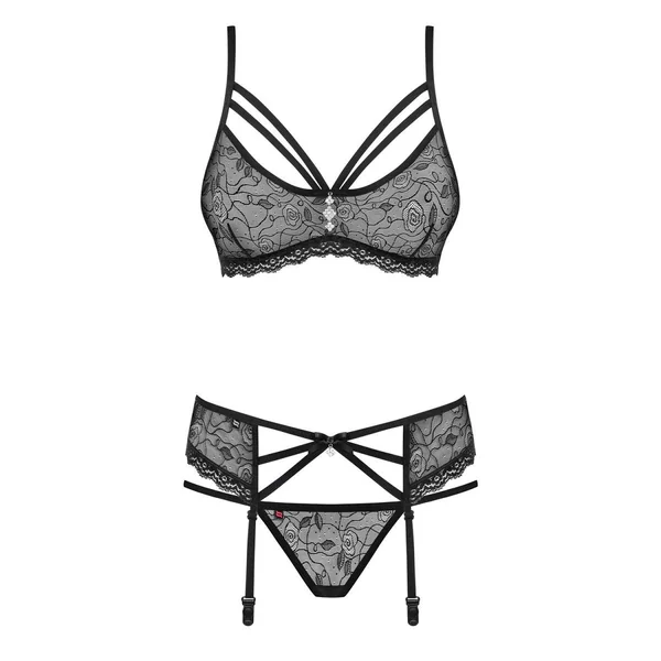 Ensemble lingerie 3 pièces S/M - Noir Obsessive SEXY Obsessive