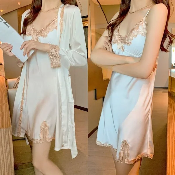 Ensemble Nuisette Et Kimono Blanc