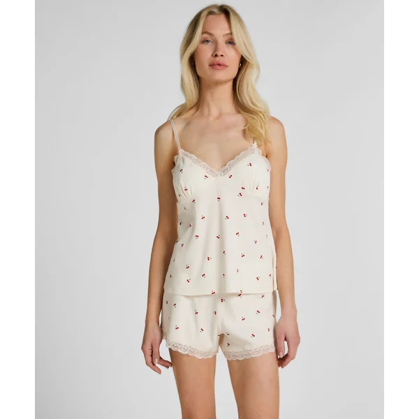Ensemble Pyjama Jersey Dentelle - Blanc