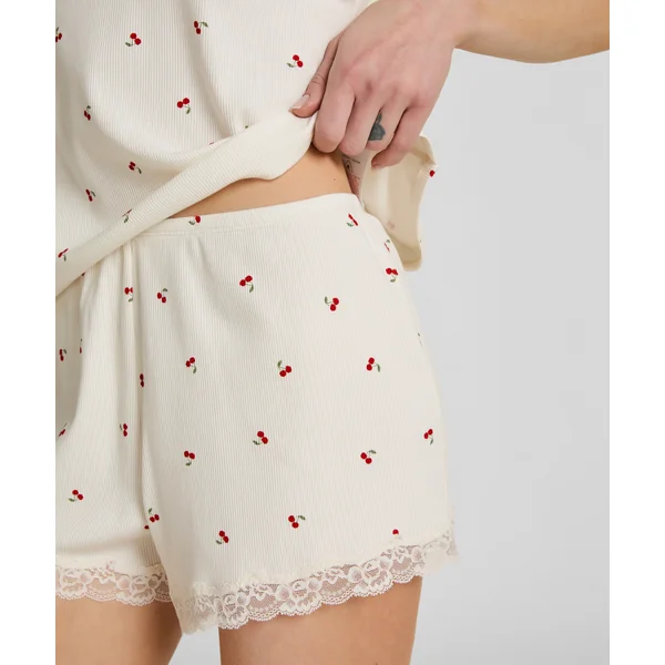 Ensemble Pyjama Jersey Dentelle - Blanc