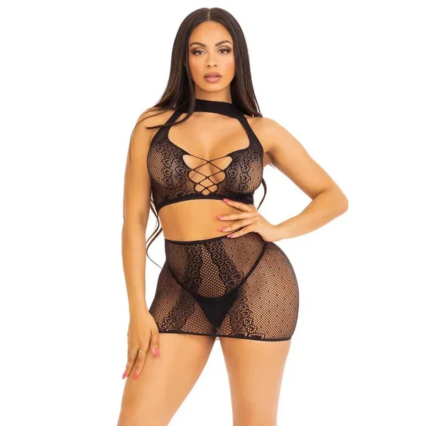 Ensemble résille top + jupe