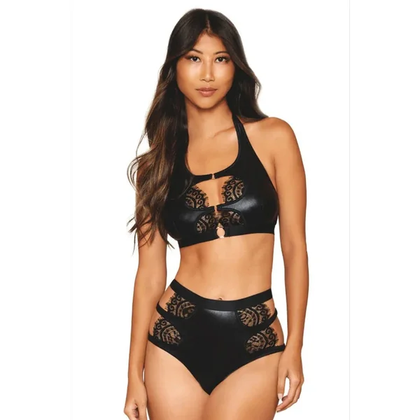 Ensemble simili-cuir dentelle