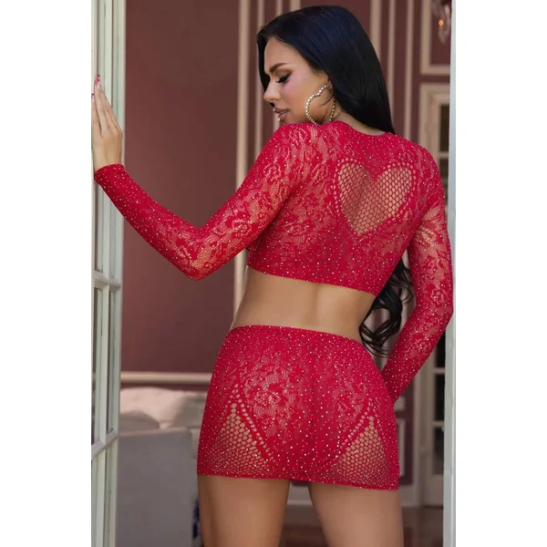 Ensemble strass Coeur en résille