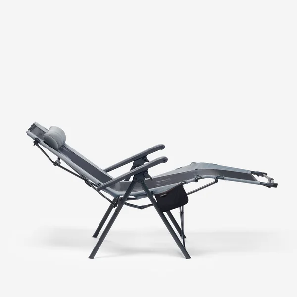 Fauteuil long de camping relax, pliant et matelassé, avec appuie tête