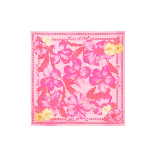 Foulard en satin imprimé fleurs d'hibiscus