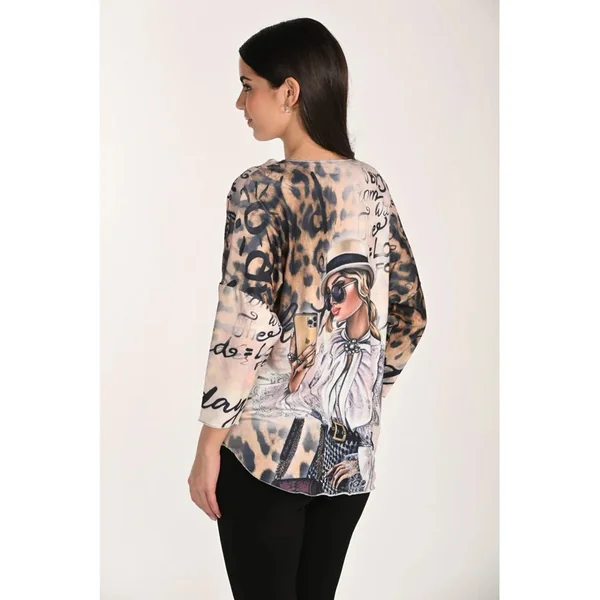 Frank Lyman Design - Chandail en tricot avec manches 3/4 Léopard XX-Large