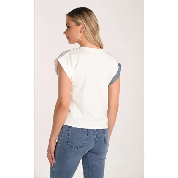 Frank Lyman Design - Haut avec manche courte Bleu et Blanc Small