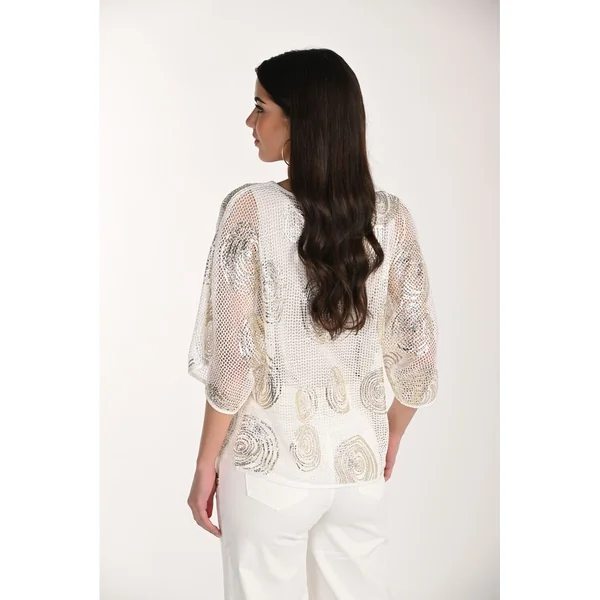 Frank Lyman Design - Haut en tricot Blanc cassé et Doré Medium