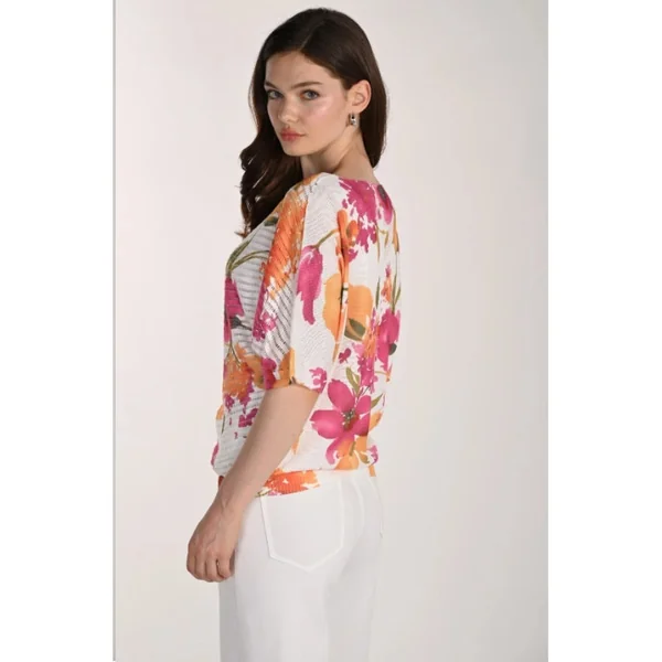 Frank Lyman Design - Haut en tricot fleuri Blanc et Rose Medium