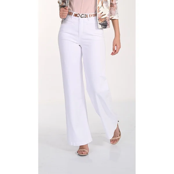 Frank Lyman Design - Pantalon Jeans en tisse Jambe Large Blanc cassé X-Large